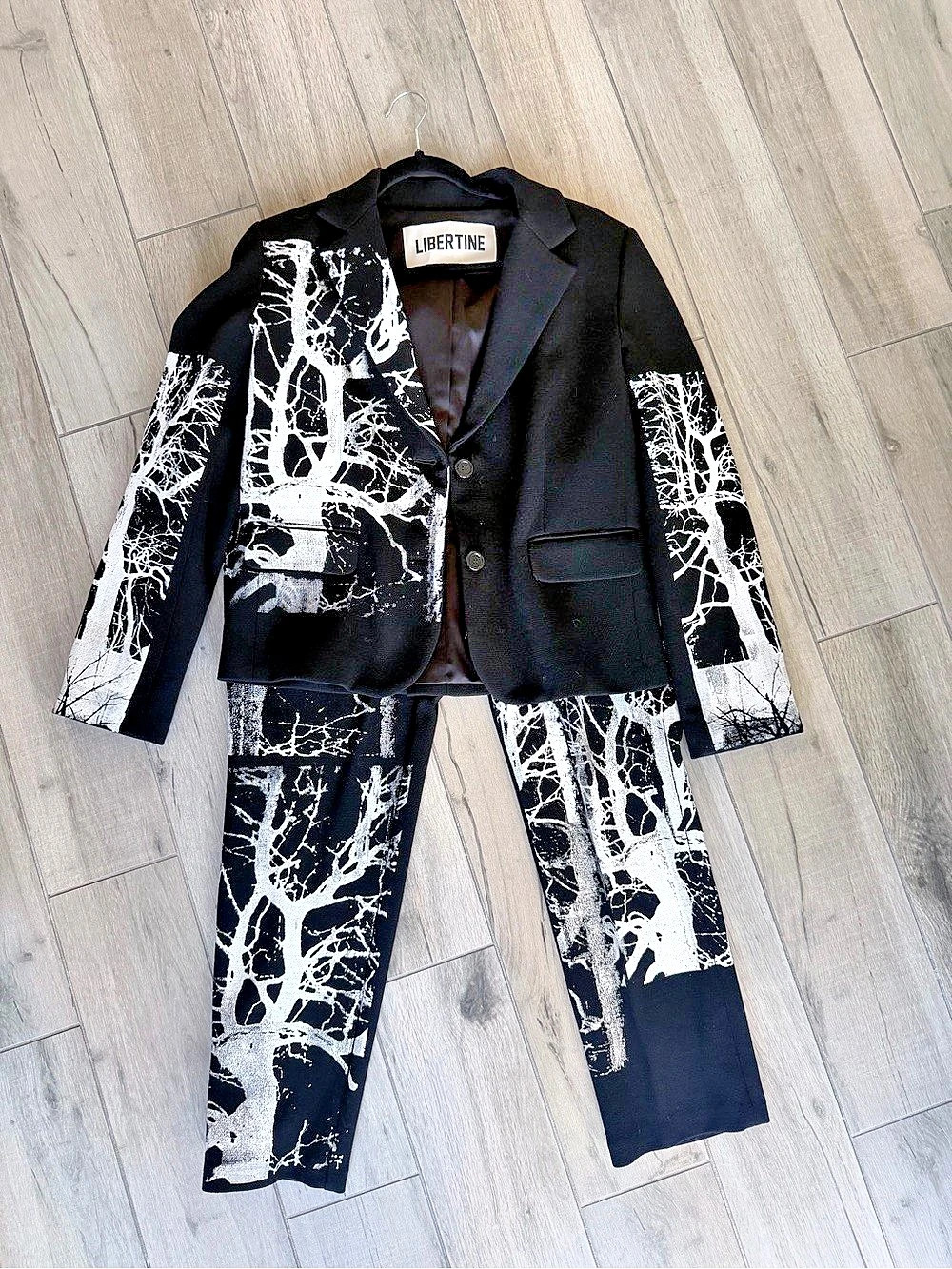 LIBERTINE Abstract Print Suit Set in Black & White Like New